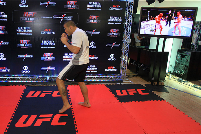 GOIANIA, BRAZIL - NOVEMBER 7: Daniel Sarafian attends the UFC Fight Night open workout at Buena Vista Shopping on November 7, 2013 in Goiania, Brazil. (Photo by Weimer Carvalho/Zuffa LLC/Zuffa LLC via Getty Images)