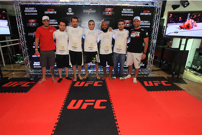 GOIANIA, BRAZIL - NOVEMBER 7: Daniel Sarafian attends the UFC Fight Night open workout at Buena Vista Shopping on November 7, 2013 in Goiania, Brazil. (Photo by Weimer Carvalho/Zuffa LLC/Zuffa LLC via Getty Images)