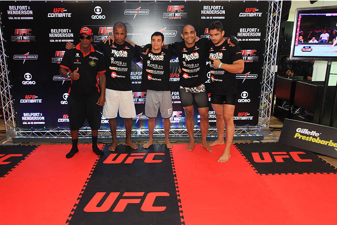 GOIANIA, BRAZIL - NOVEMBER 7: Rafael "Feijao" Cavalcante attends the UFC Fight Night open workout at Buena Vista Shopping on November 7, 2013 in Goiania, Brazil. (Photo by Weimer Carvalho/Zuffa LLC/Zuffa LLC via Getty Images)