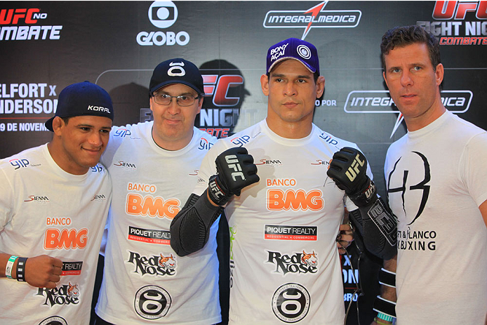 GOIANIA, BRAZIL - NOVEMBER 7: Cezar "Mutante"Ferreira attends the UFC Fight Night open workout at Buena Vista Shopping on November 7, 2013 in Goiania, Brazil. (Photo by Weimer Carvalho/Zuffa LLC/Zuffa LLC via Getty Images)