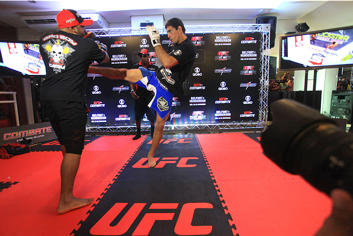 GOIANIA, BRAZIL - NOVEMBER 7: Paulo Thiago attends the UFC Fight Night open workout at Buena Vista Shopping on November 7, 2013 in Goiania, Brazil. (Photo by Weimer Carvalho/Zuffa LLC/Zuffa LLC via Getty Images)
