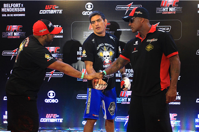 GOIANIA, BRAZIL - NOVEMBER 7: Paulo Thiago attends the UFC Fight Night open workout at Buena Vista Shopping on November 7, 2013 in Goiania, Brazil. (Photo by Weimer Carvalho/Zuffa LLC/Zuffa LLC via Getty Images)