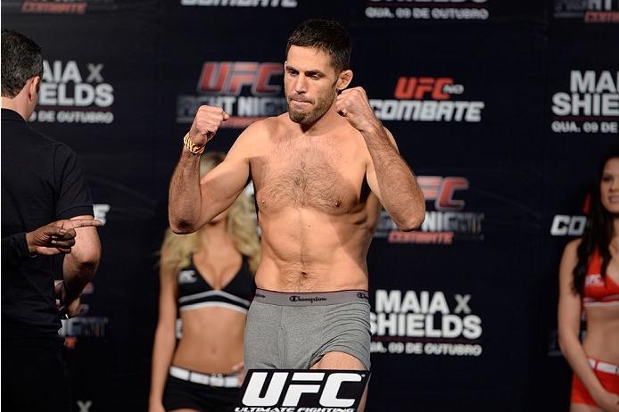 BARUERI, BRAZIL - OCTOBER 8: David Mitchell weighs-in during the UFC Fight Night: Maia v Shields weigh-in at the Ginasio Jose Correa on October 8, 2013 in Barueri, Sao Paulo, Brazil. (Photo by Jeff Bottari/Zuffa LLC/Zuffa LLC via Getty Images)