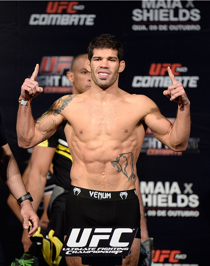BARUERI, BRAZIL - OCTOBER 8: Rafael Assuncao weighs-in during the UFC Fight Night: Maia v Shields weigh-in at the Ginasio Jose Correa on October 8, 2013 in Barueri, Sao Paulo, Brazil. (Photo by Jeff Bottari/Zuffa LLC/Zuffa LLC via Getty Images)