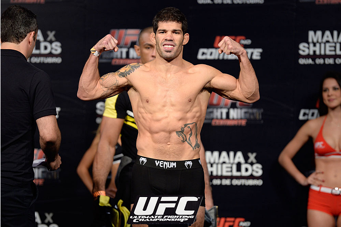 BARUERI, BRAZIL - OCTOBER 8: Rafael Assuncao weighs-in during the UFC Fight Night: Maia v Shields weigh-in at the Ginasio Jose Correa on October 8, 2013 in Barueri, Sao Paulo, Brazil. (Photo by Jeff Bottari/Zuffa LLC/Zuffa LLC via Getty Images)