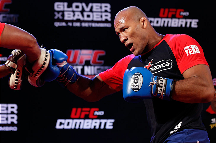 BELO HORIZONTE, BRAZIL - SEPTEMBER 02: Ronaldo "Jacare" Souza holds an open training session for media at the Ouro Minas Palace Hotel on September 2, 2013 in Belo Horizonte, Brazil. (Photo by Josh Hedges/Zuffa LLC/Zuffa LLC via Getty Images)