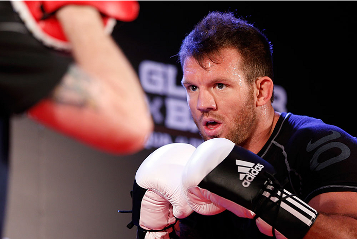 BELO HORIZONTE, BRAZIL - SEPTEMBER 02: Ryan Bader holds an open training session for media at the Ouro Minas Palace Hotel on September 2, 2013 in Belo Horizonte, Brazil. (Photo by Josh Hedges/Zuffa LLC/Zuffa LLC via Getty Images)