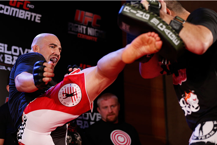 BELO HORIZONTE, BRAZIL - SEPTEMBER 02: Glover Teixeira holds an open training session for media at the Ouro Minas Palace Hotel on September 2, 2013 in Belo Horizonte, Brazil. (Photo by Josh Hedges/Zuffa LLC/Zuffa LLC via Getty Images)