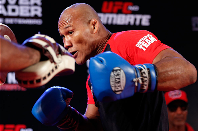 BELO HORIZONTE, BRAZIL - SEPTEMBER 02: Ronaldo "Jacare" Souza holds an open training session for media at the Ouro Minas Palace Hotel on September 2, 2013 in Belo Horizonte, Brazil. (Photo by Josh Hedges/Zuffa LLC/Zuffa LLC via Getty Images)