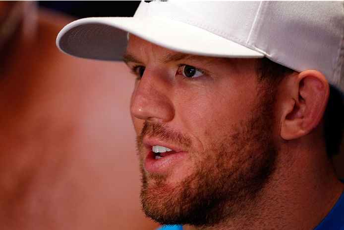 BELO HORIZONTE, BRAZIL - SEPTEMBER 02: Ryan Bader interacts with media after an open training session for media at the Ouro Minas Palace Hotel on September 2, 2013 in Belo Horizonte, Brazil. (Photo by Josh Hedges/Zuffa LLC/Zuffa LLC via Getty Images)
