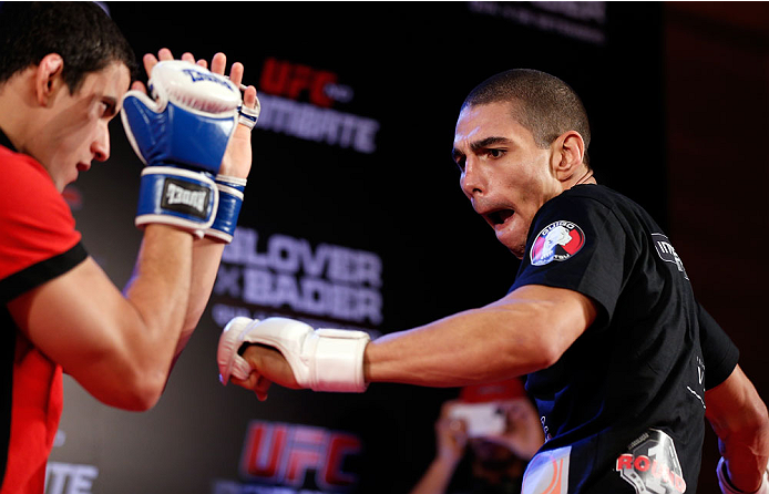 BELO HORIZONTE, BRAZIL - SEPTEMBER 02: Lucas Martins holds an open training session for media at the Ouro Minas Palace Hotel on September 2, 2013 in Belo Horizonte, Brazil. (Photo by Josh Hedges/Zuffa LLC/Zuffa LLC via Getty Images)
