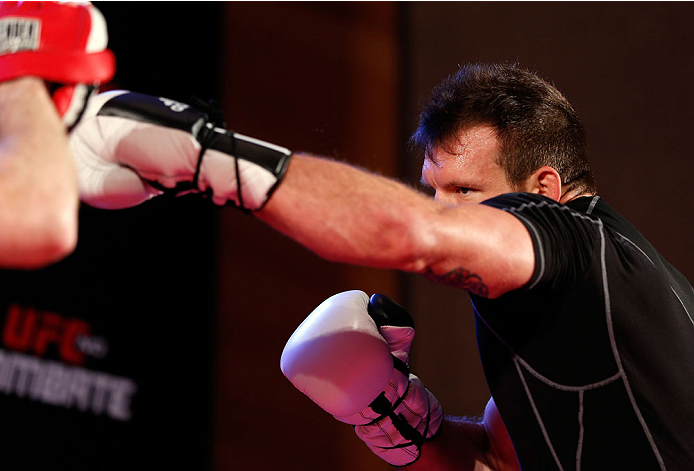 BELO HORIZONTE, BRAZIL - SEPTEMBER 02: Ryan Bader holds an open training session for media at the Ouro Minas Palace Hotel on September 2, 2013 in Belo Horizonte, Brazil. (Photo by Josh Hedges/Zuffa LLC/Zuffa LLC via Getty Images)