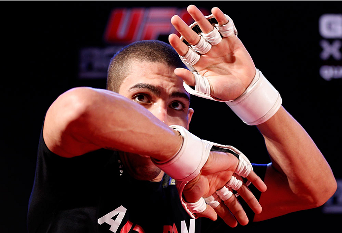 BELO HORIZONTE, BRAZIL - SEPTEMBER 02: Lucas Martins holds an open training session for media at the Ouro Minas Palace Hotel on September 2, 2013 in Belo Horizonte, Brazil. (Photo by Josh Hedges/Zuffa LLC/Zuffa LLC via Getty Images)