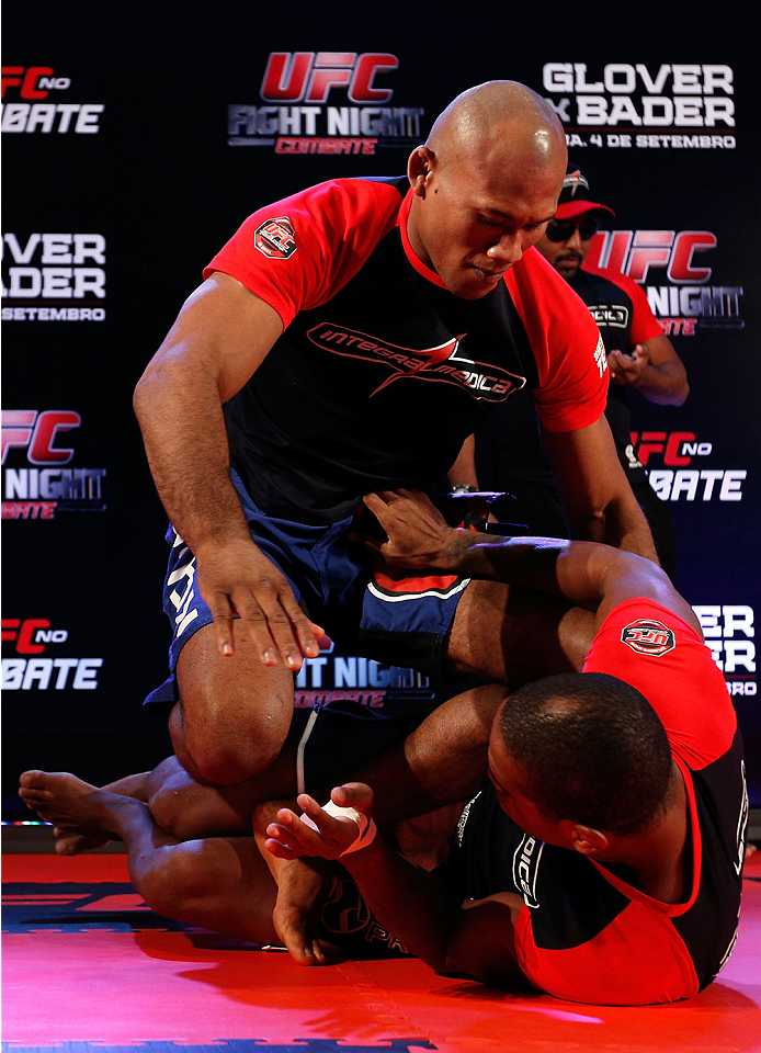 BELO HORIZONTE, BRAZIL - SEPTEMBER 02: Ronaldo "Jacare" Souza holds an open training session for media at the Ouro Minas Palace Hotel on September 2, 2013 in Belo Horizonte, Brazil. (Photo by Josh Hedges/Zuffa LLC/Zuffa LLC via Getty Images)