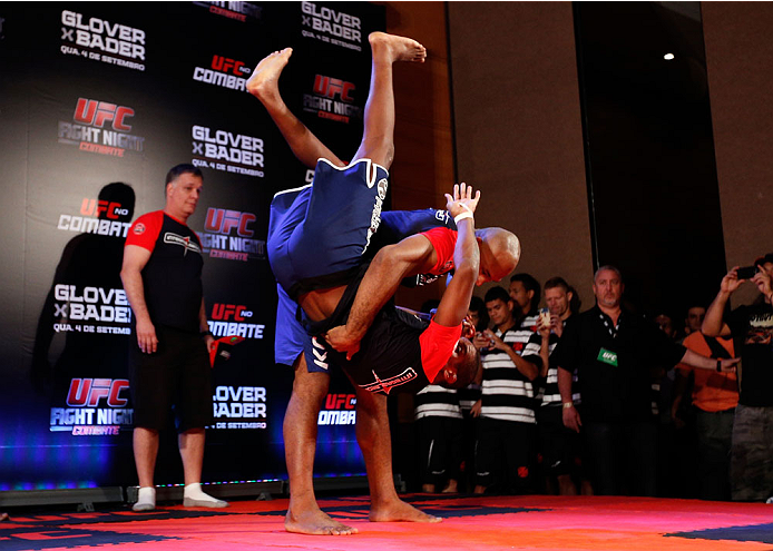 BELO HORIZONTE, BRAZIL - SEPTEMBER 02: Ronaldo "Jacare" Souza holds an open training session for media at the Ouro Minas Palace Hotel on September 2, 2013 in Belo Horizonte, Brazil. (Photo by Josh Hedges/Zuffa LLC/Zuffa LLC via Getty Images)
