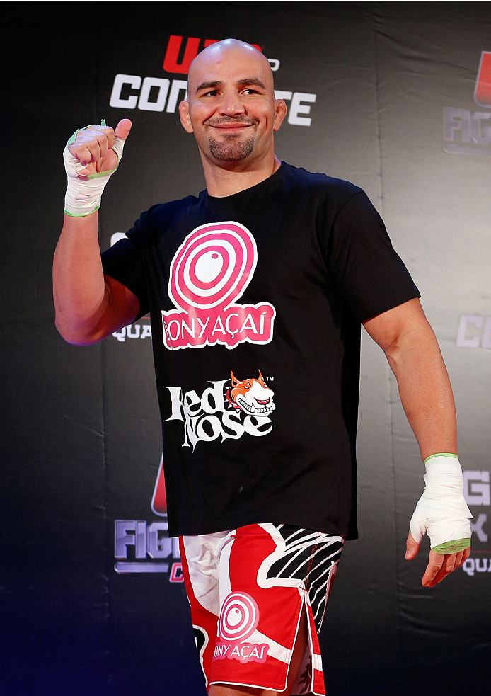 BELO HORIZONTE, BRAZIL - SEPTEMBER 02: Glover Teixeira holds an open training session for media at the Ouro Minas Palace Hotel on September 2, 2013 in Belo Horizonte, Brazil. (Photo by Josh Hedges/Zuffa LLC/Zuffa LLC via Getty Images)