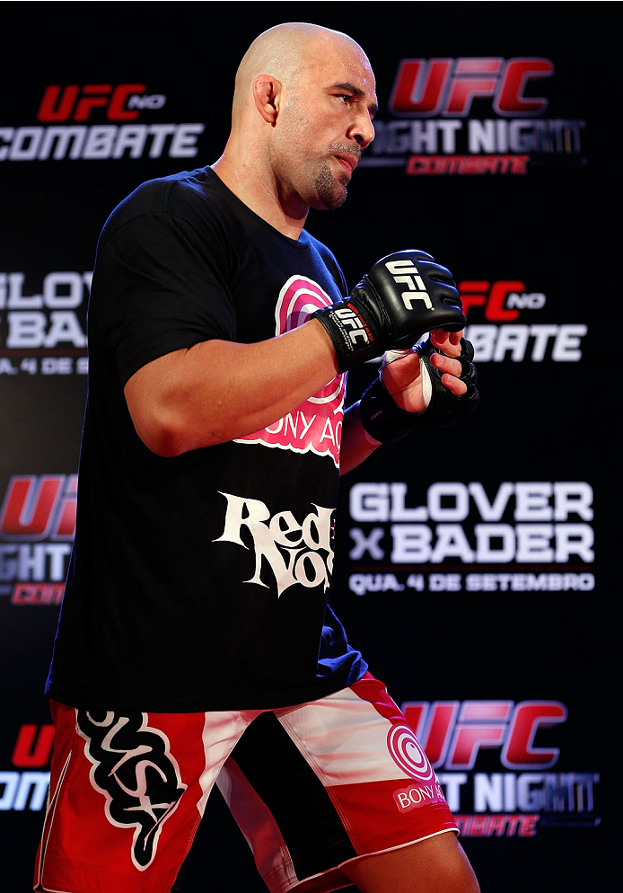 BELO HORIZONTE, BRAZIL - SEPTEMBER 02: Glover Teixeira holds an open training session for media at the Ouro Minas Palace Hotel on September 2, 2013 in Belo Horizonte, Brazil. (Photo by Josh Hedges/Zuffa LLC/Zuffa LLC via Getty Images)