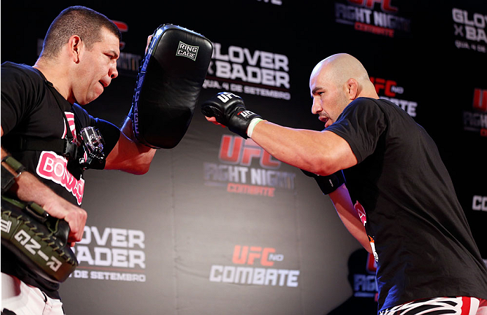BELO HORIZONTE, BRAZIL - SEPTEMBER 02: Glover Teixeira holds an open training session for media at the Ouro Minas Palace Hotel on September 2, 2013 in Belo Horizonte, Brazil. (Photo by Josh Hedges/Zuffa LLC/Zuffa LLC via Getty Images)