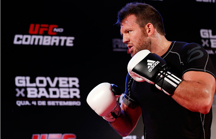 BELO HORIZONTE, BRAZIL - SEPTEMBER 02: Ryan Bader holds an open training session for media at the Ouro Minas Palace Hotel on September 2, 2013 in Belo Horizonte, Brazil. (Photo by Josh Hedges/Zuffa LLC/Zuffa LLC via Getty Images)