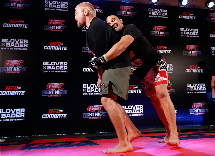 BELO HORIZONTE, BRAZIL - SEPTEMBER 02: Glover Teixeira holds an open training session for media at the Ouro Minas Palace Hotel on September 2, 2013 in Belo Horizonte, Brazil. (Photo by Josh Hedges/Zuffa LLC/Zuffa LLC via Getty Images)