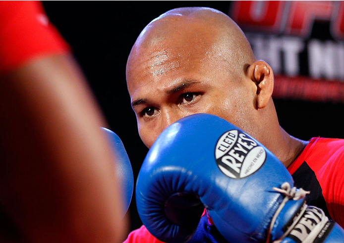 BELO HORIZONTE, BRAZIL - SEPTEMBER 02: Ronaldo "Jacare" Souza holds an open training session for media at the Ouro Minas Palace Hotel on September 2, 2013 in Belo Horizonte, Brazil. (Photo by Josh Hedges/Zuffa LLC/Zuffa LLC via Getty Images)