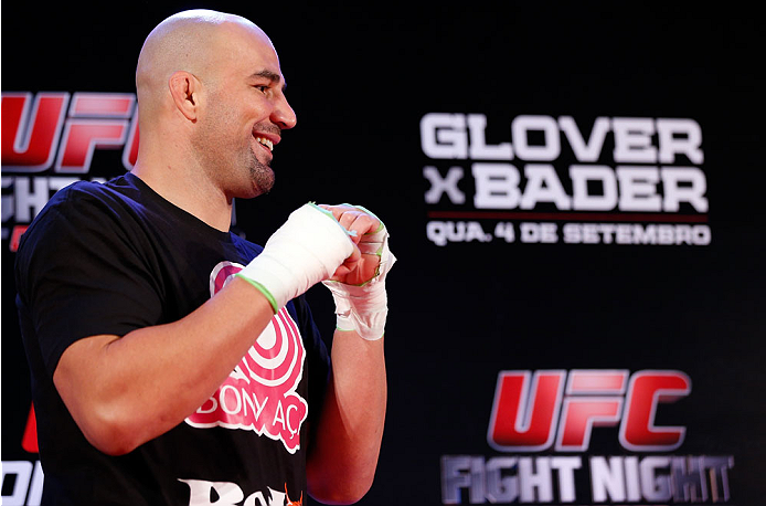 BELO HORIZONTE, BRAZIL - SEPTEMBER 02: Glover Teixeira holds an open training session for media at the Ouro Minas Palace Hotel on September 2, 2013 in Belo Horizonte, Brazil. (Photo by Josh Hedges/Zuffa LLC/Zuffa LLC via Getty Images)