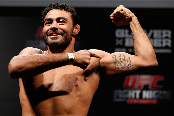 BELO HORIZONTE, BRAZIL - SEPTEMBER 03: Rafael Natal weighs in during the UFC weigh-in event at Mineirinho Arena on September 3, 2013 in Belo Horizonte, Brazil. (Photo by Josh Hedges/Zuffa LLC/Zuffa LLC via Getty Images)