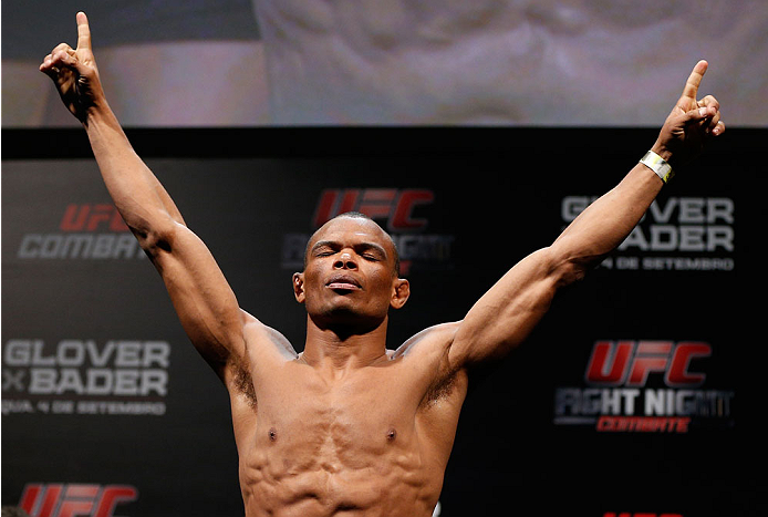 BELO HORIZONTE, BRAZIL - SEPTEMBER 03: Francisco Trinaldo weighs in during the UFC weigh-in event at Mineirinho Arena on September 3, 2013 in Belo Horizonte, Brazil. (Photo by Josh Hedges/Zuffa LLC/Zuffa LLC via Getty Images)