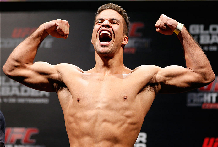 BELO HORIZONTE, BRAZIL - SEPTEMBER 03: Yuri Villefort weighs in during the UFC weigh-in event at Mineirinho Arena on September 3, 2013 in Belo Horizonte, Brazil. (Photo by Josh Hedges/Zuffa LLC/Zuffa LLC via Getty Images)