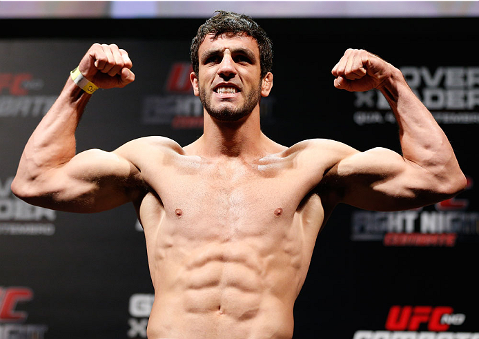 BELO HORIZONTE, BRAZIL - SEPTEMBER 03: Elias Silverio weighs in during the UFC weigh-in event at Mineirinho Arena on September 3, 2013 in Belo Horizonte, Brazil. (Photo by Josh Hedges/Zuffa LLC/Zuffa LLC via Getty Images)