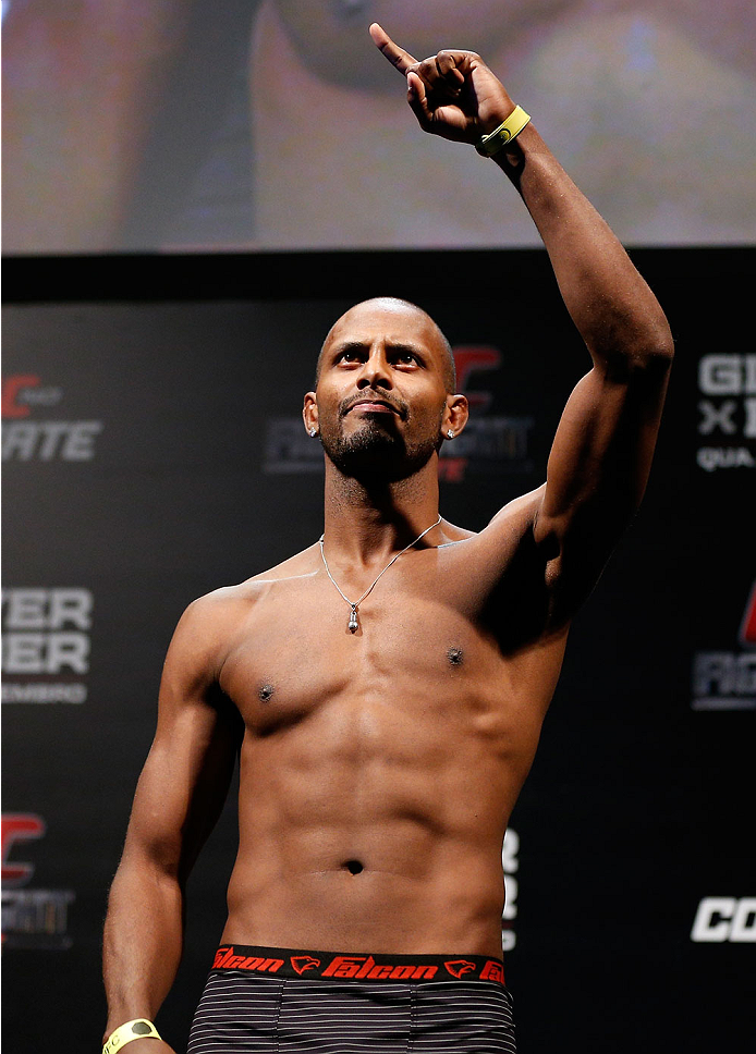 BELO HORIZONTE, BRAZIL - SEPTEMBER 03: Kevin Souza weighs in during the UFC weigh-in event at Mineirinho Arena on September 3, 2013 in Belo Horizonte, Brazil. (Photo by Josh Hedges/Zuffa LLC/Zuffa LLC via Getty Images)