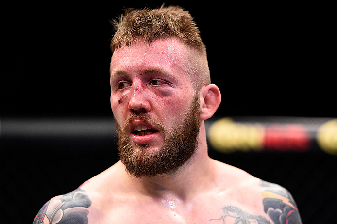 LAS VEGAS, NEVADA - DECEMBER 10: Andreas Stahl reacts to his loss to Santiago Ponzinibbio in their welterweight bout during the UFC Fight Night event at The Chelsea at the Cosmopolitan of Las Vegas on December 10, 2015 in Las Vegas, Nevada. (Photo by Je