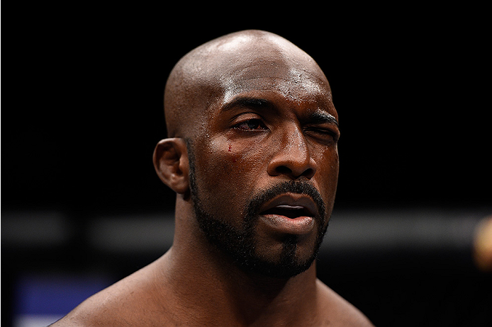 LAS VEGAS, NEVADA - DECEMBER 10: Kevin Casey recovers from his eye poke in his middleweight bout with Antonio Carlos Junior during the UFC Fight Night event at The Chelsea at the Cosmopolitan of Las Vegas on December 10, 2015 in Las Vegas, Nevada. (Phot