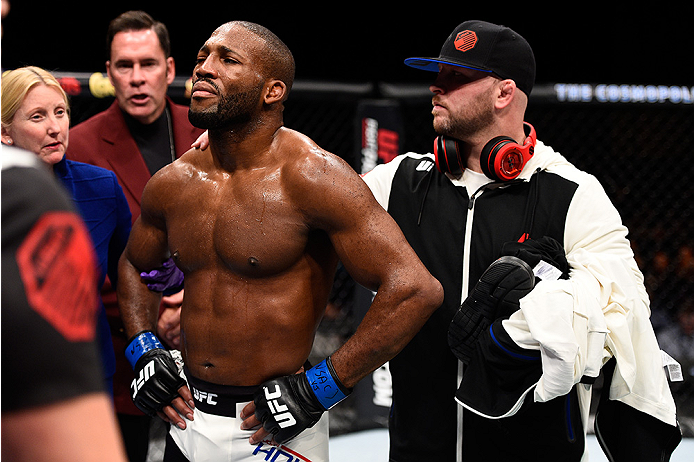LAS VEGAS, NEVADA - DECEMBER 10: John Howard reacts to his loss to Tim Means in their welterweight bout during the UFC Fight Night event at The Chelsea at the Cosmopolitan of Las Vegas on December 10, 2015 in Las Vegas, Nevada. (Photo by Jeff Bottari/Zu