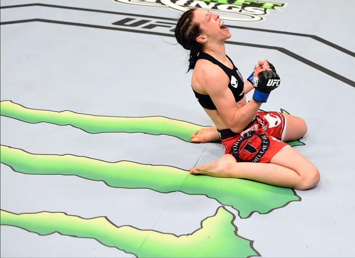 Joanna was overjoyed when she finally captured the strawweight title, and it's a feeling she'd come to know well with each passing fight. (Photo by Josh Hedges/Zuffa LLC)