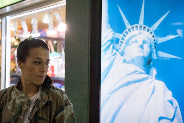 NEW YORK, NY - SEPTEMBER 26: UFC women's straight champion Joanna Jedrzejczyk walks around New York City's Penn Station during the UFC 205 promo shoot on September 26, 2016 in New York City. (Photo by Brandon Magnus/Zuffa LLC)