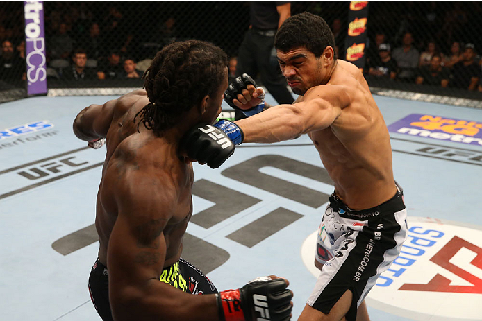 SAN ANTONIO, TX - JUNE 28: Antonio Braga Neto (right) punches Clint Hester in their middleweight bout at the AT&T Center on June 28, 2014 in San Antonio, Texas. (Photo by Ed Mulholland/Zuffa LLC/Zuffa LLC via Getty Images)