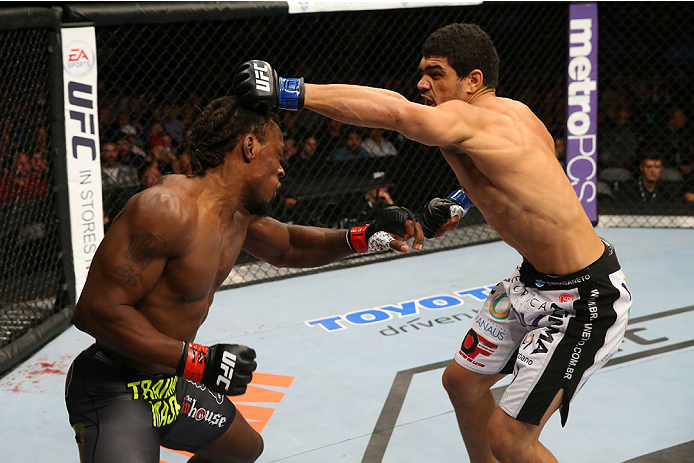 SAN ANTONIO, TX - JUNE 28: Antonio Braga Neto (right) punches Clint Hester in their middleweight bout at the AT&T Center on June 28, 2014 in San Antonio, Texas. (Photo by Ed Mulholland/Zuffa LLC/Zuffa LLC via Getty Images)
