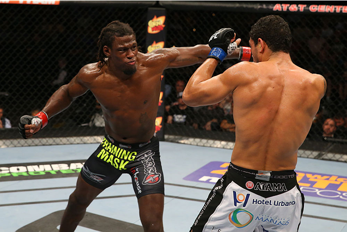 SAN ANTONIO, TX - JUNE 28: (L-R) Clint Hester punches Antonio Braga Neto in their middleweight bout at the AT&T Center on June 28, 2014 in San Antonio, Texas. (Photo by Ed Mulholland/Zuffa LLC/Zuffa LLC via Getty Images)