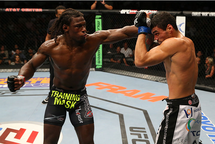SAN ANTONIO, TX - JUNE 28: (L-R) Clint Hester punches Antonio Braga Neto in their middleweight bout at the AT&T Center on June 28, 2014 in San Antonio, Texas. (Photo by Ed Mulholland/Zuffa LLC/Zuffa LLC via Getty Images)