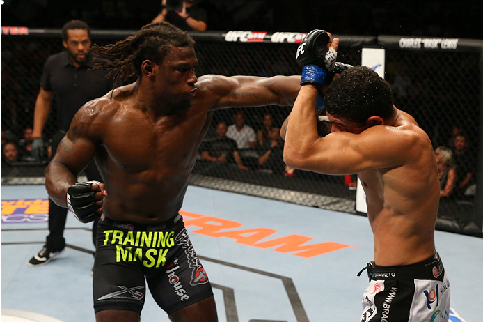 SAN ANTONIO, TX - JUNE 28: (L-R) Clint Hester punches Antonio Braga Neto in their middleweight bout at the AT&T Center on June 28, 2014 in San Antonio, Texas. (Photo by Ed Mulholland/Zuffa LLC/Zuffa LLC via Getty Images)