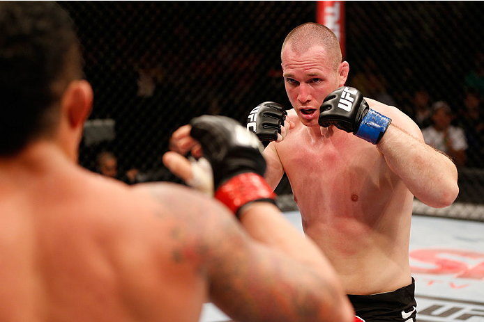 NATAL, BRAZIL - MARCH 23: (R-L) Hans Stringer squares off with Francimar Barroso in their light heavyweight bout during the UFC Fight Night event at Ginasio Nelio Dias on March 23, 2014 in Natal, Brazil. (Photo by Josh Hedges/Zuffa LLC/Zuffa LLC via Gett