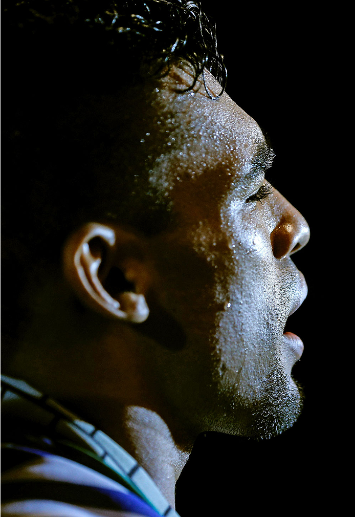 NATAL, BRAZIL - MARCH 23: Ronny Markes enters the arena before his middleweight bout against Thiago Santos during the UFC Fight Night event at Ginasio Nelio Dias on March 23, 2014 in Natal, Brazil. (Photo by Josh Hedges/Zuffa LLC/Zuffa LLC via Getty Imag