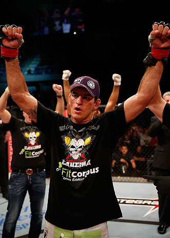 JARAGUA DO SUL, BRAZIL - MAY 18: Paulo Thiago reacts after his victory over Michel Prazeres in their welterweight bout during the UFC on FX event on May 18, 2013 at Arena Jaragua in Jaragua do Sul, Santa Catarina, Brazil. (Photo by Josh Hedges/Zuffa LLC/Z