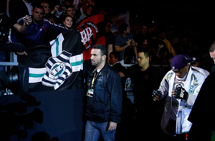 JARAGUA DO SUL, BRAZIL - MAY 18: Francisco Trinaldo enters the arena before his lightweight bout against Mike Rio during the UFC on FX event on May 18, 2013 at Arena Jaragua in Jaragua do Sul, Santa Catarina, Brazil. (Photo by Josh Hedges/Zuffa LLC/Zuf