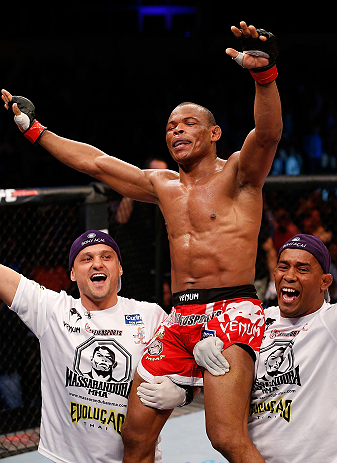 JARAGUA DO SUL, BRAZIL - MAY 18: Francisco Trinaldo reacts after submitting Mike Rio in their lightweight bout during the UFC on FX event on May 18, 2013 at Arena Jaragua in Jaragua do Sul, Santa Catarina, Brazil. (Photo by Josh Hedges/Zuffa LLC/Zuffa