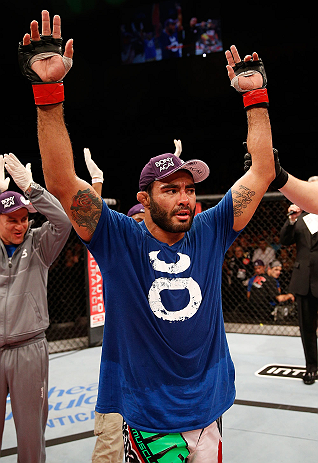 JARAGUA DO SUL, BRAZIL - MAY 18: Rafael Natal reacts after defeating Joao Zeferino in their middleweight bout during the UFC on FX event on May 18, 2013 at Arena Jaragua in Jaragua do Sul, Santa Catarina, Brazil. (Photo by Josh Hedges/Zuffa LLC/Zuffa LLC