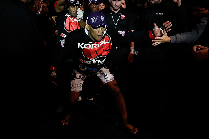 JARAGUA DO SUL, BRAZIL - MAY 18: Ronaldo 'Jacare' Souza enters the arena before his middleweight bout against Chris Camozzi during the UFC on FX event on May 18, 2013 at Arena Jaragua in Jaragua do Sul, Santa Catarina, Brazil. (Photo by Josh Hedges/Zuf