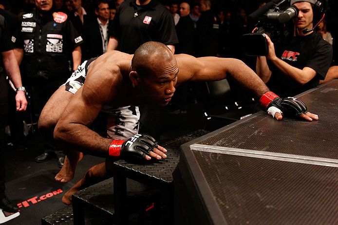 JARAGUA DO SUL, BRAZIL - MAY 18: Ronaldo "Jacare" Souza prepares to enter the Octagon before his middleweight bout against Chris Camozzi during the UFC on FX event on May 18, 2013 at Arena Jaragua in Jaragua do Sul, Santa Catarina, Brazil. (Photo by Jo