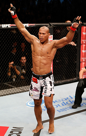 JARAGUA DO SUL, BRAZIL - MAY 18: Ronaldo "Jacare" Souza reacts after defeating Chris Camozzi in their middleweight bout during the UFC on FX event on May 18, 2013 at Arena Jaragua in Jaragua do Sul, Santa Catarina, Brazil. (Photo by Josh Hedges/Zuffa L